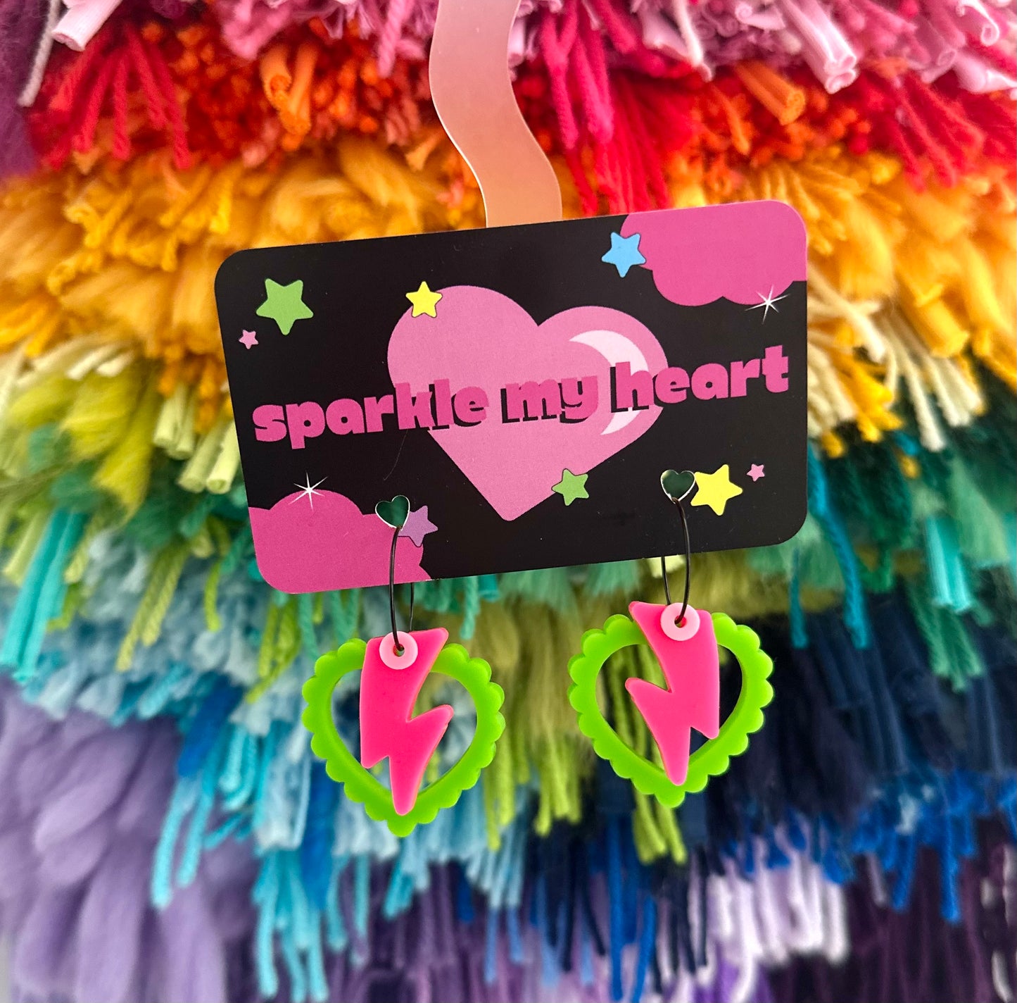 Love Struck Earrings • Lime / Pink