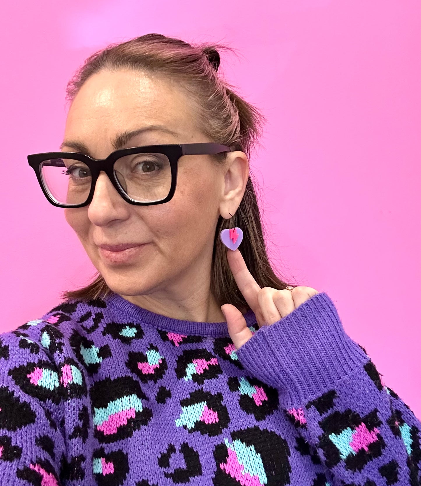 Heart Bolt Earrings • Purple