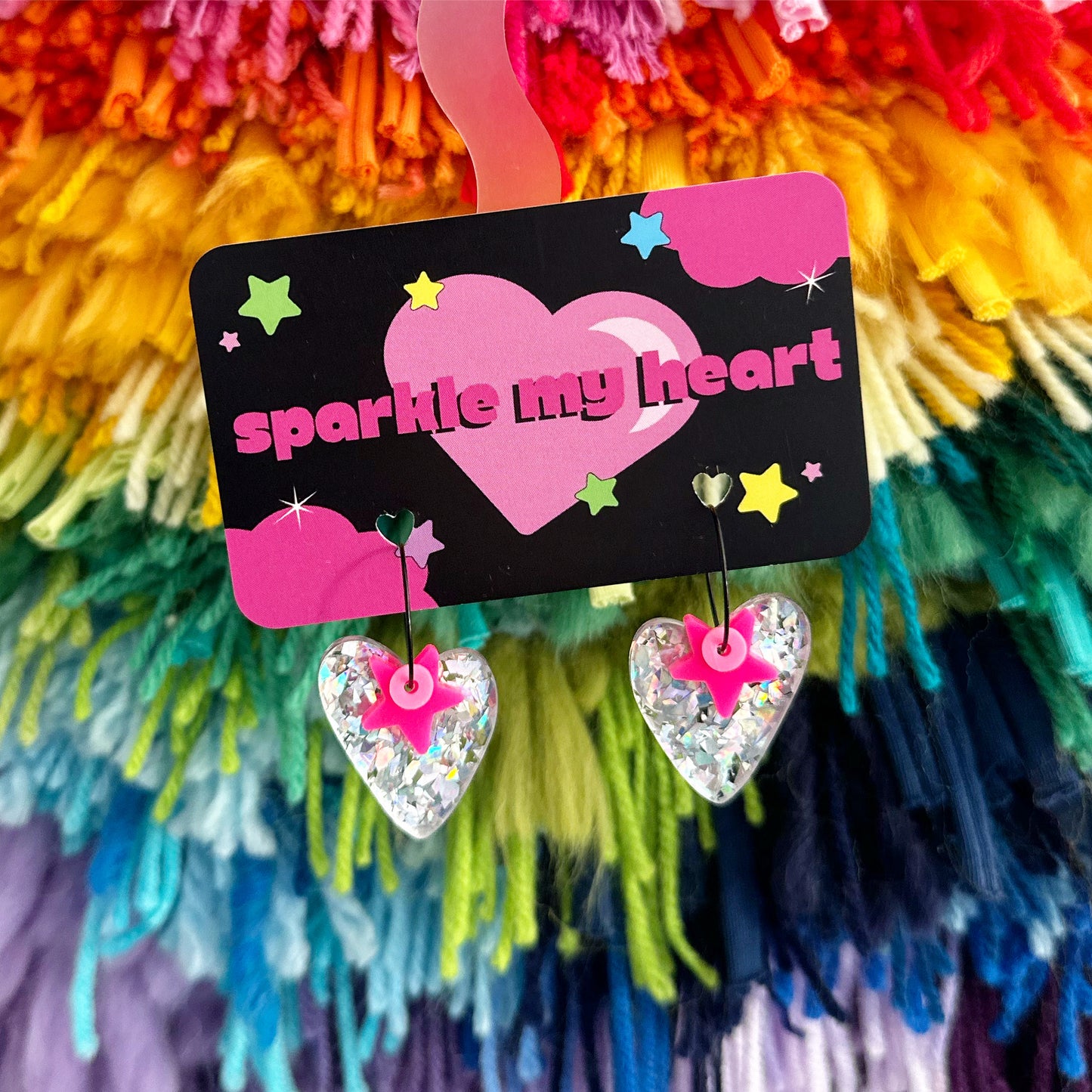 Sparkle Heart Earrings • Star