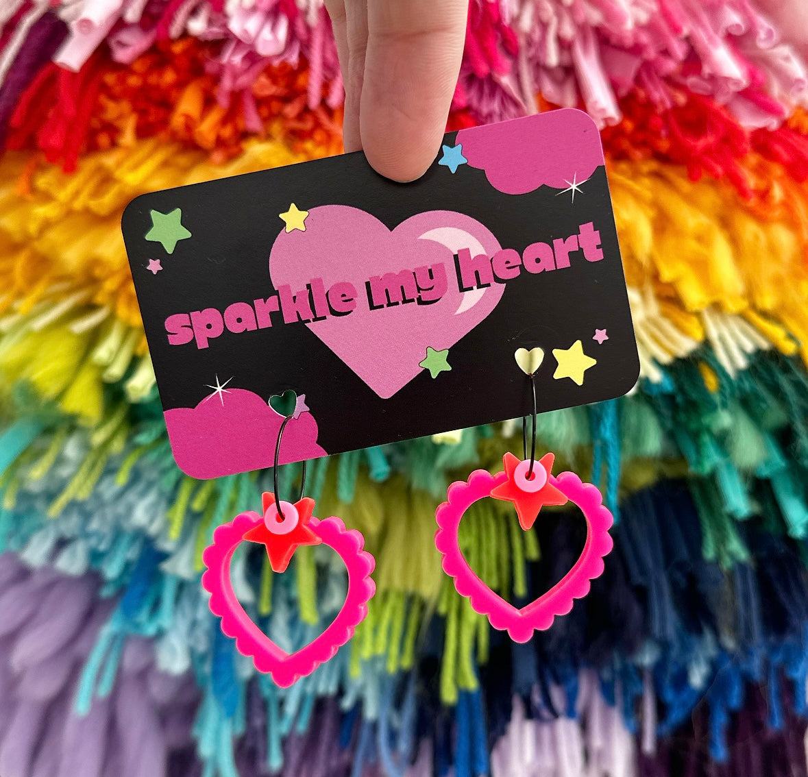 Heart Frill Earrings • Pink / Red