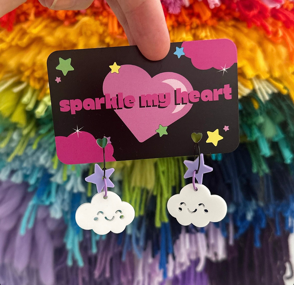 Cutie Cloud Earrings - White / Purple