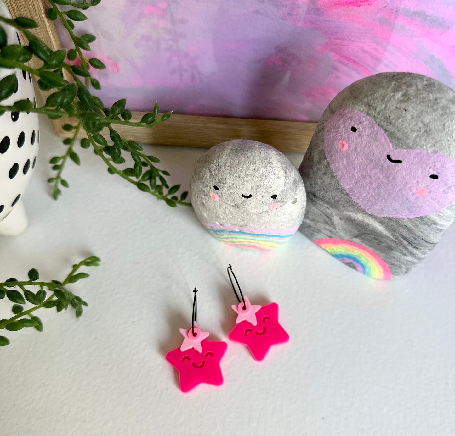 Happy Star Earrings • Pink / Pink