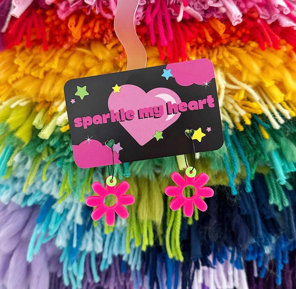 Daisy Love Earrings • Pink / Green