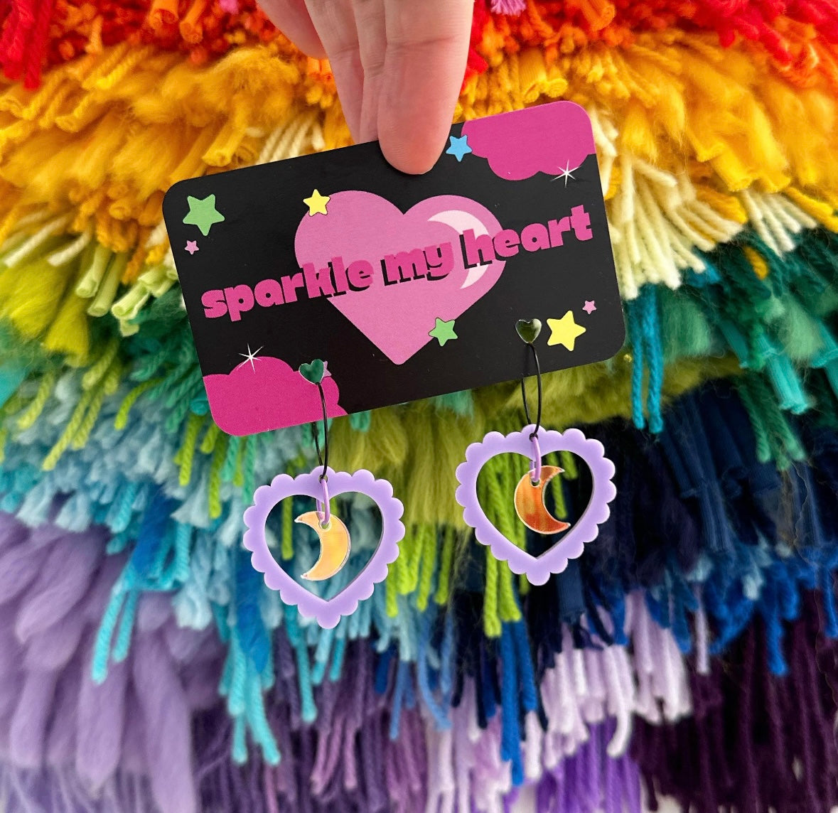 Moon Love Earrings • Purple