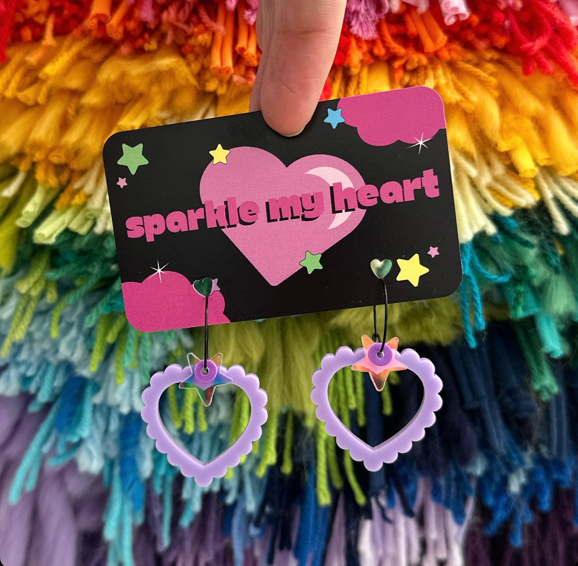 Heart Frill Earrings • Purple / Iridescent