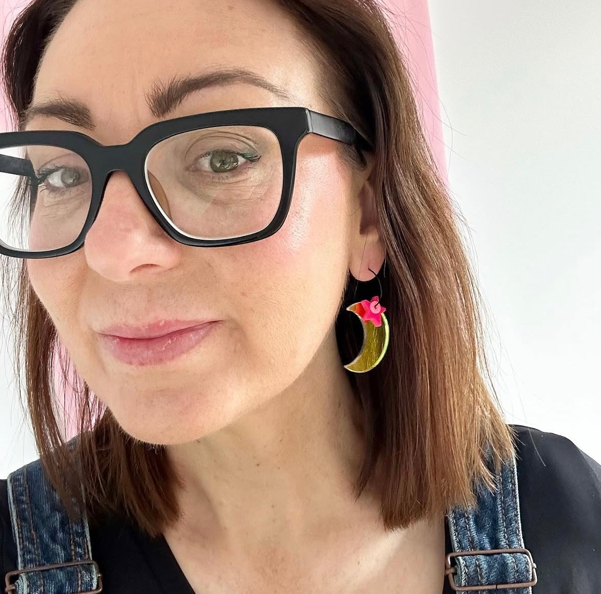 Moon Struck Earrings • Pink star