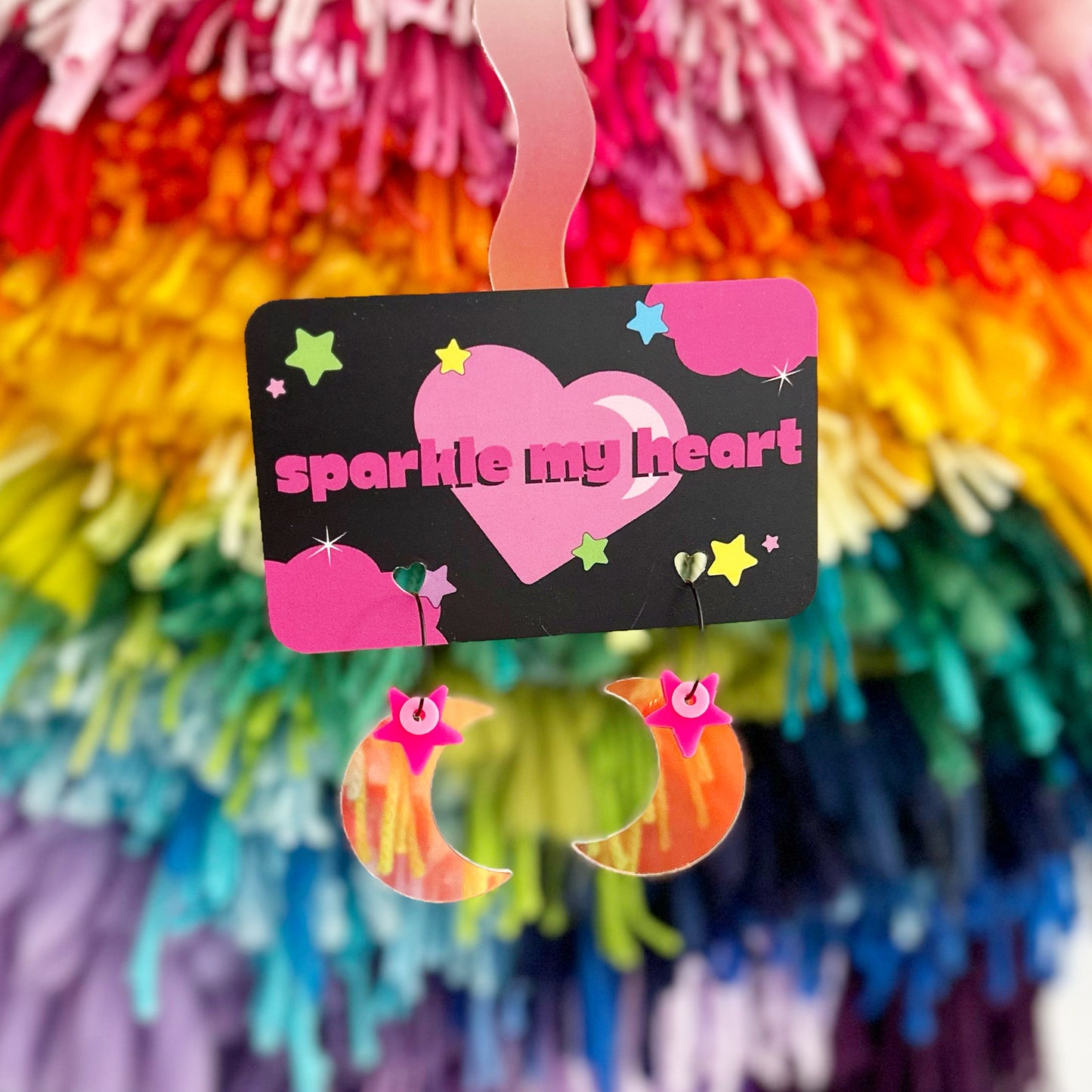 Moon Struck Earrings • Pink star