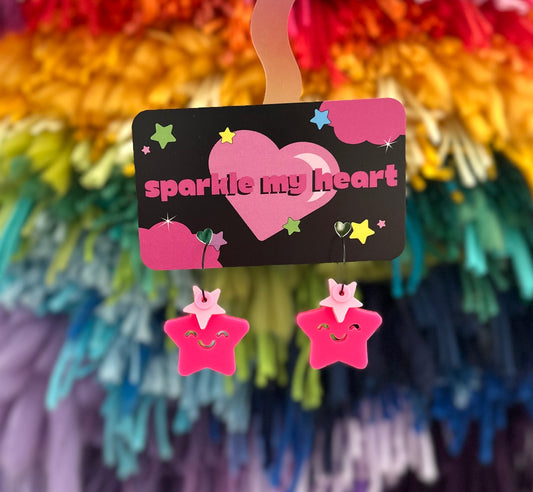 Happy Star Earrings • Pink / Pink