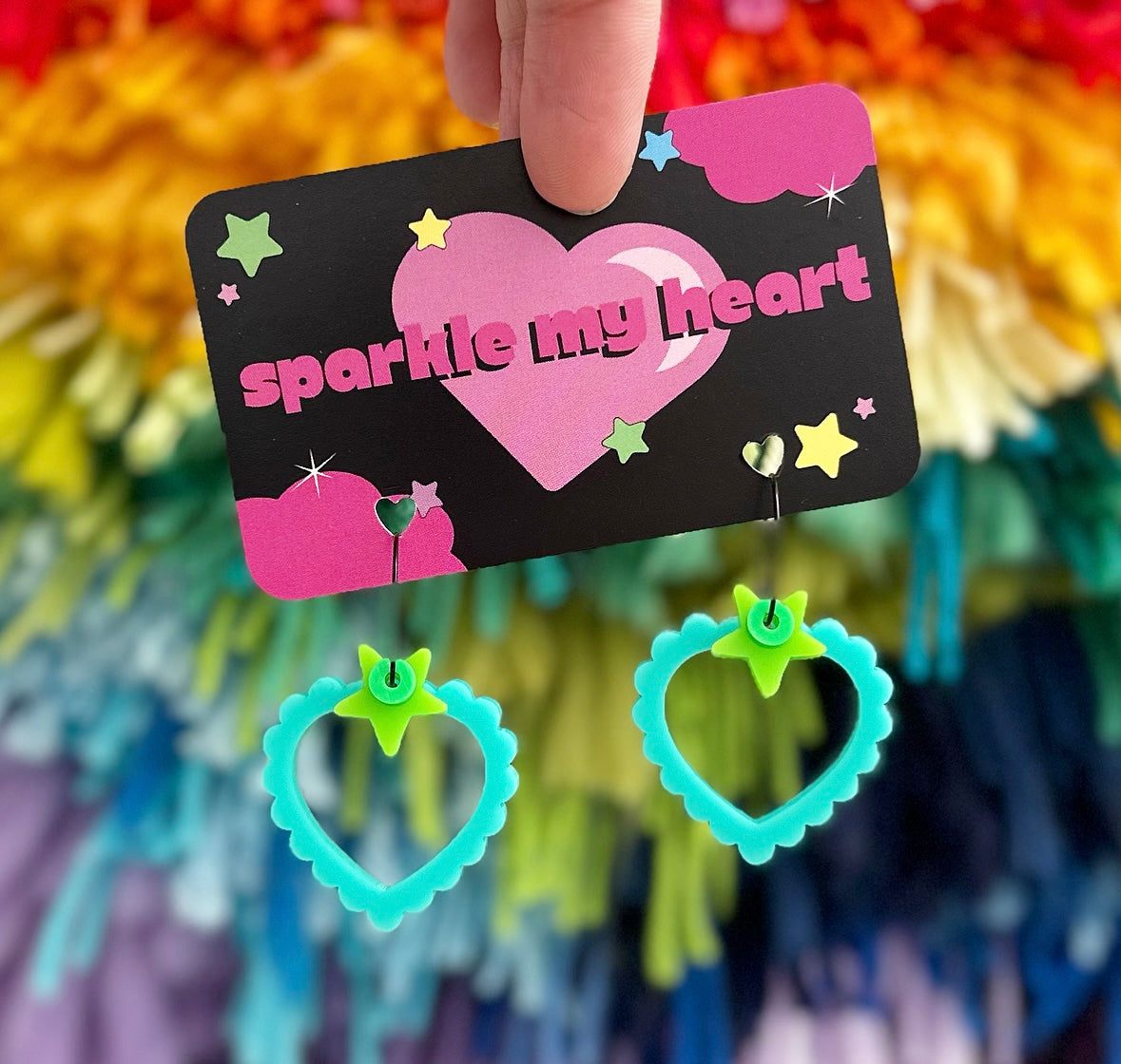 Heart Frill Earrings • Blue / Green