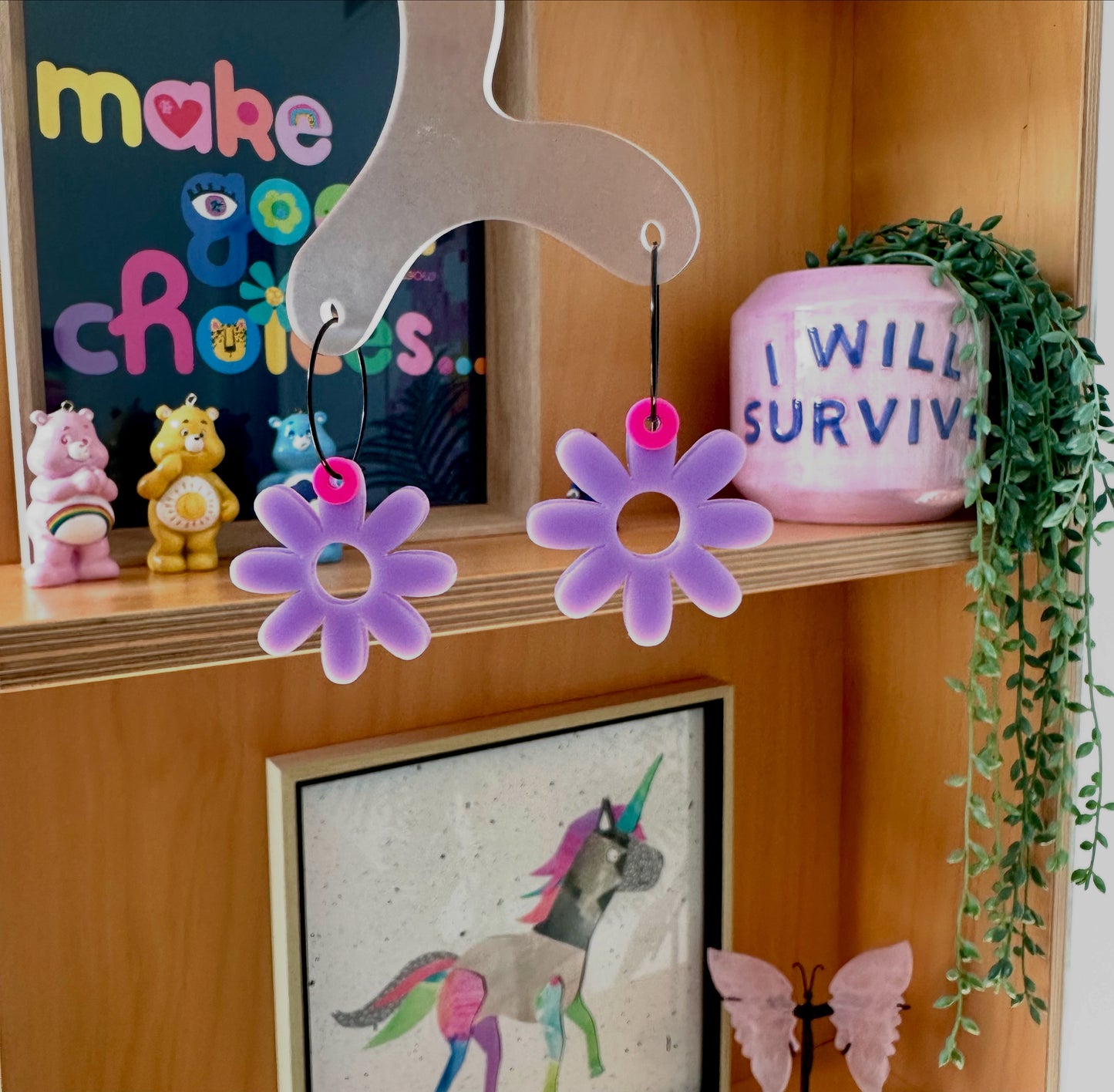 Daisy Love Earrings • Purple / Pink