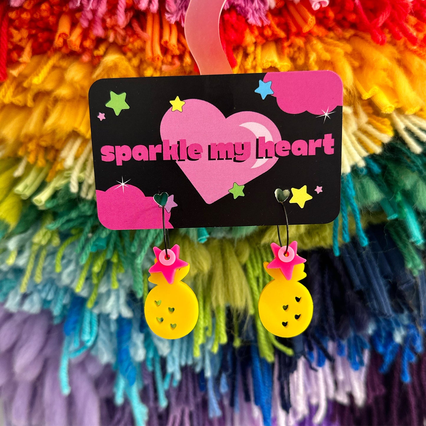 Pineapple Earrings • Pink star