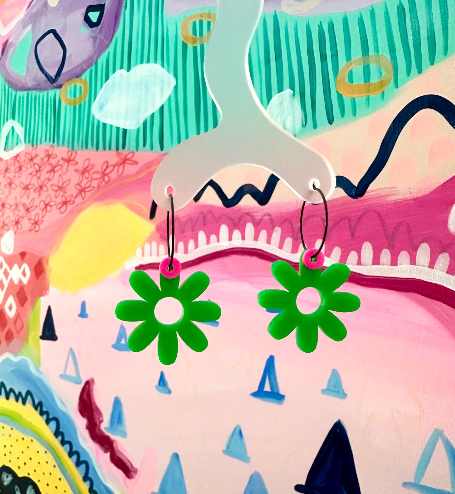 Daisy Love Earrings • Green