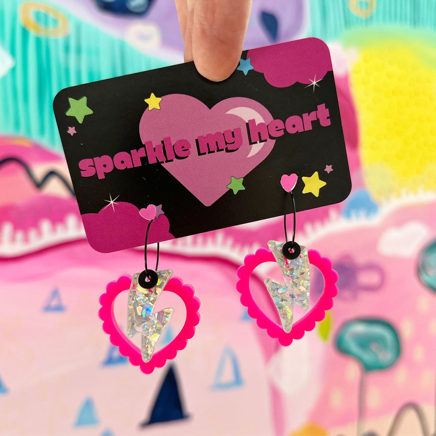 Love Struck Earrings • Pink / Holographic