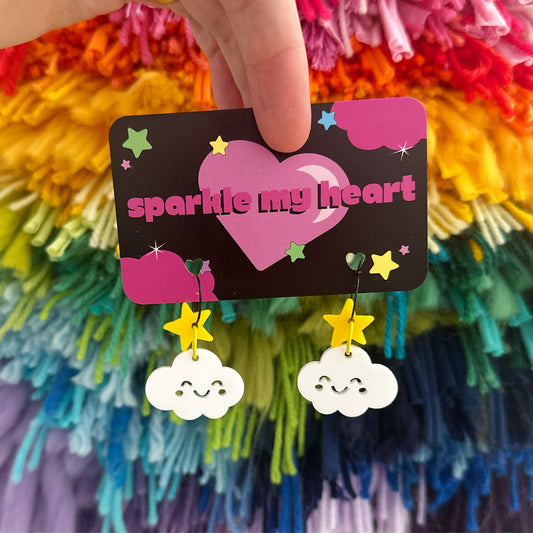 Cutie Cloud Earrings - White / Yellow