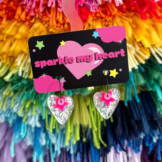Sparkle Heart Earrings • Star