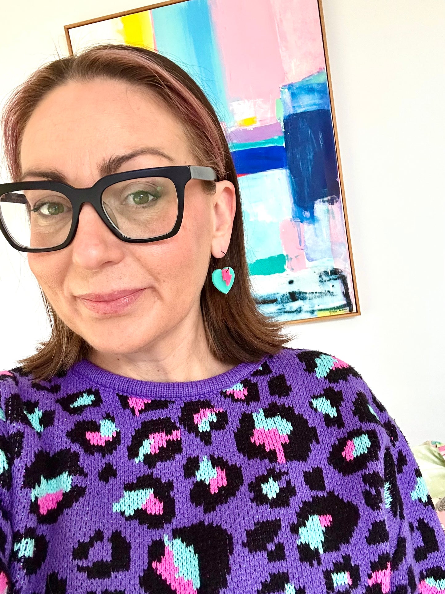 Heart Bolt Earrings • Teal