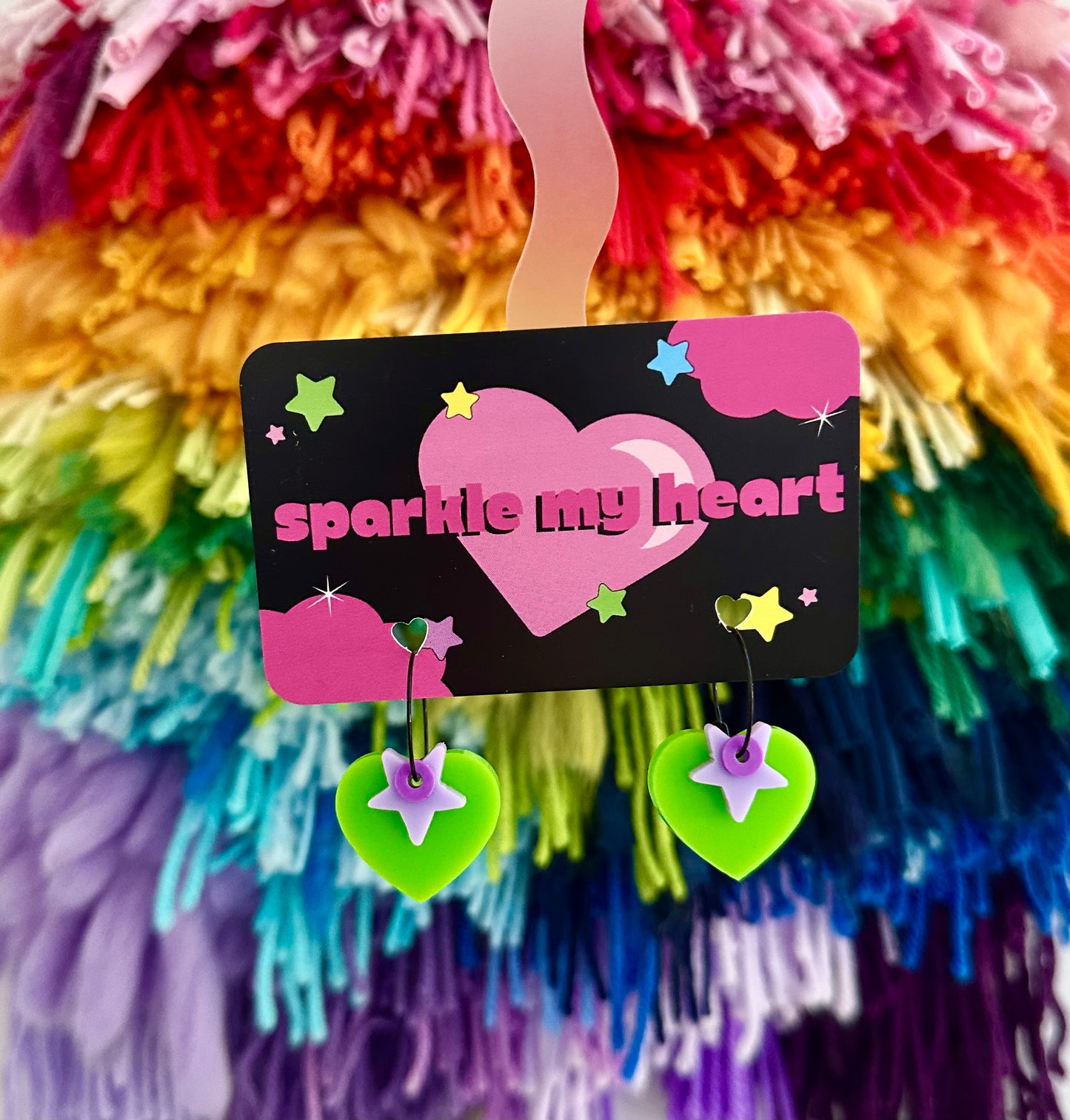 Heart You Earrings • Green / Purple