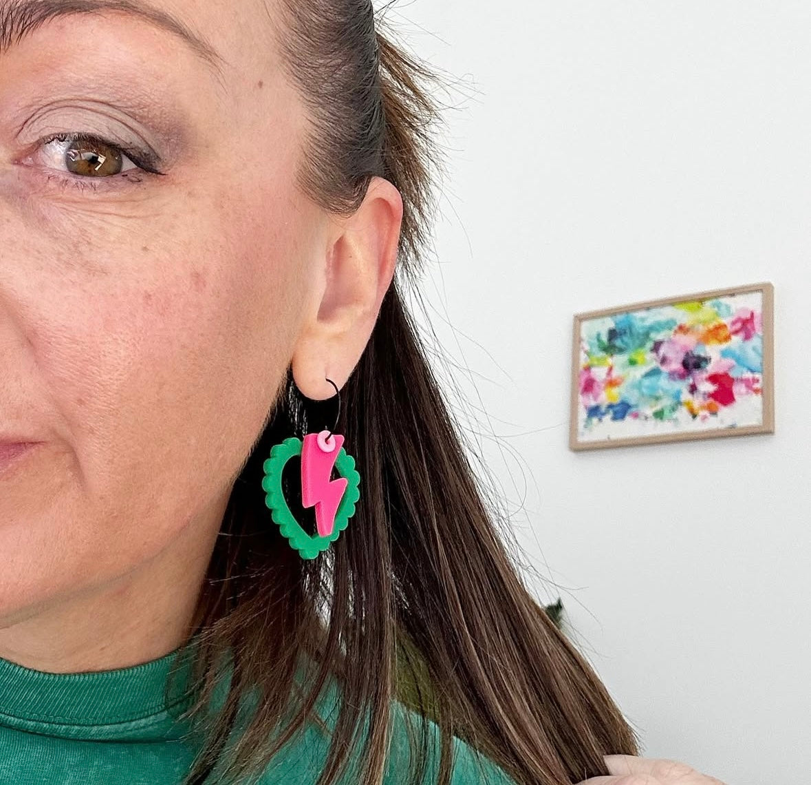 Love Struck Earrings • Green / Pink