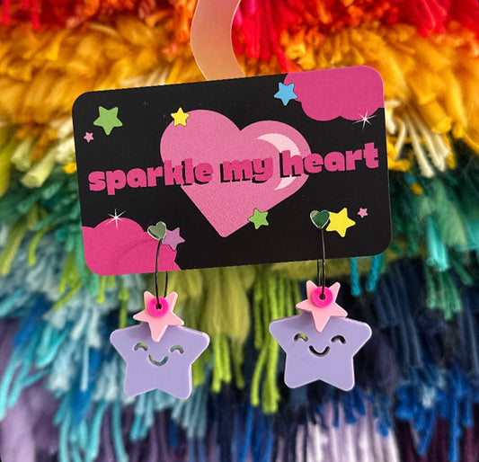 Happy Star Earrings • Purple / Pink