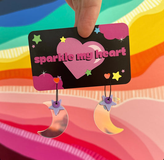 Moon Struck Earrings • Purple star