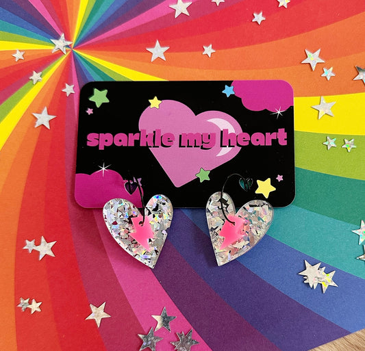 Sparkle Heart Earrings • Neon Bolt