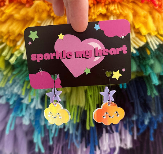 Cutie Cloud Earrings • Iridescent / Purple