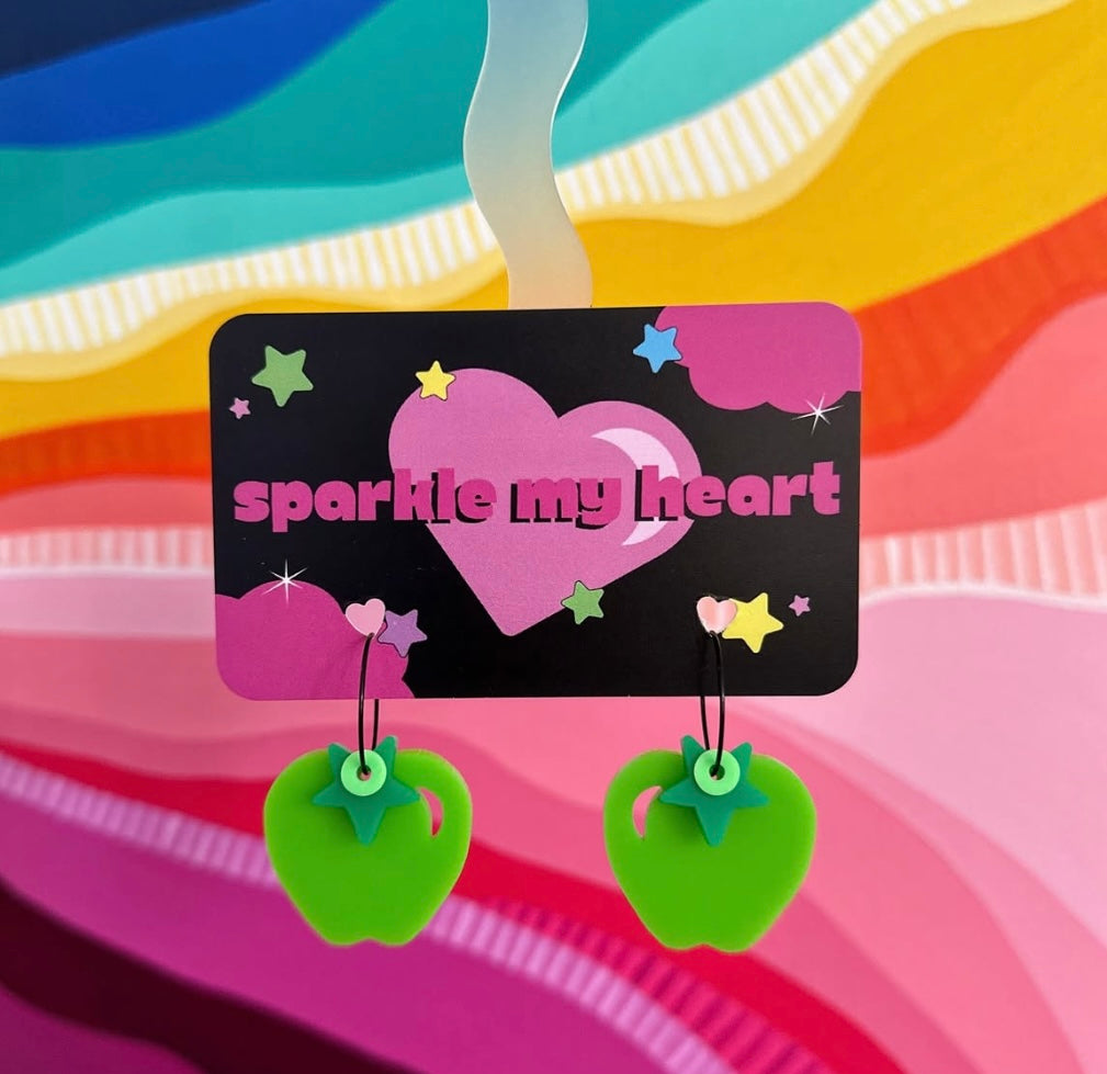 Apple Earrings • Green
