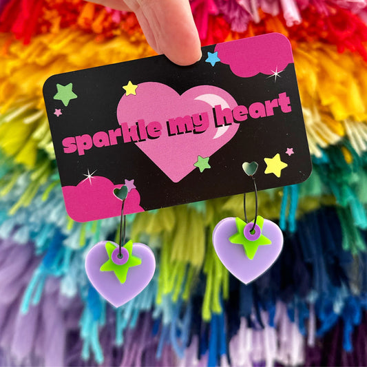 Heart You Earrings • Purple / Green