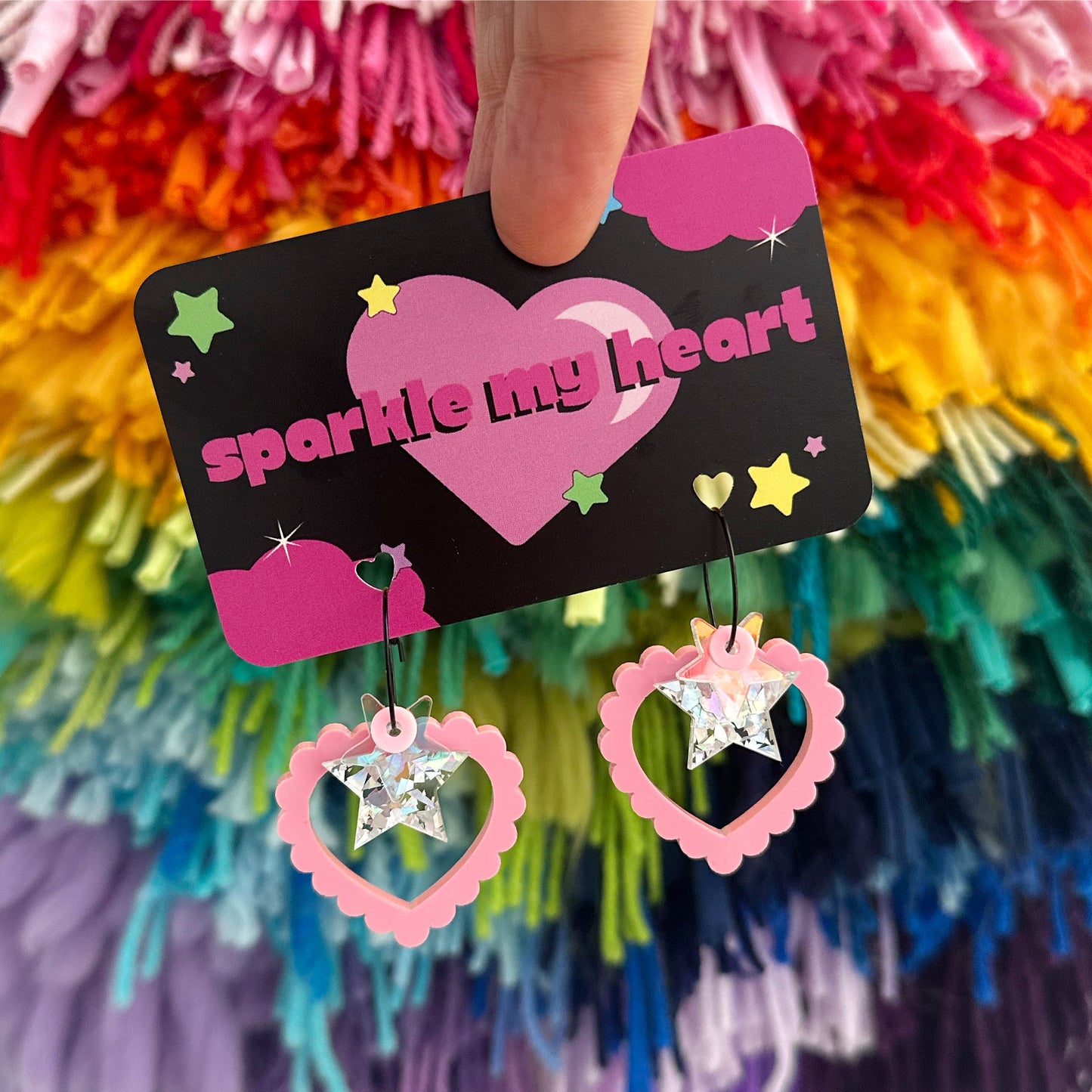 Heart Rockers Earrings • Pastel Pink