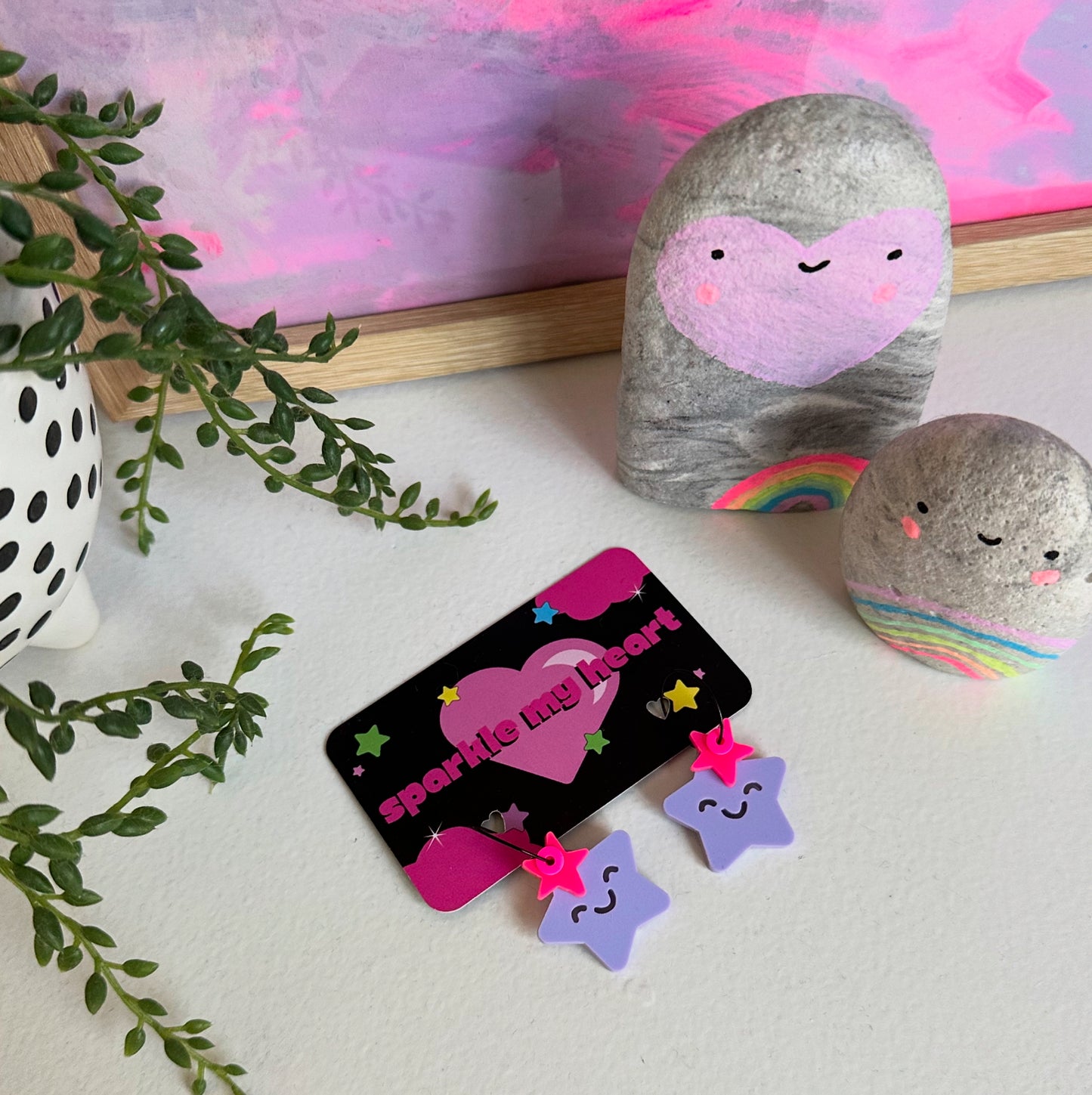 Happy Star Earrings • Purple / Pink